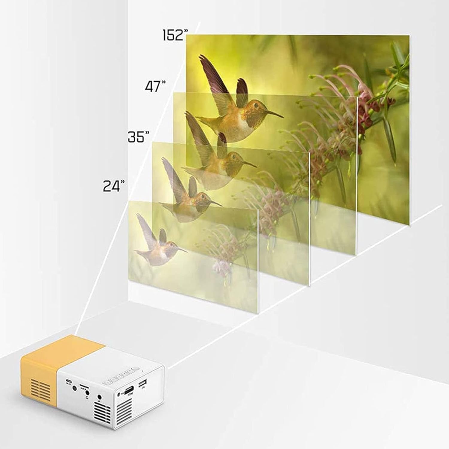BazaarHub Projector Portable Home Theater System - High Brightness Multimedia Video Projector with HDMI, USB & AV Support - Remote Control Projector Mini for Movies, Gaming & Presentations - Professional Projector Lights LED For Home Use