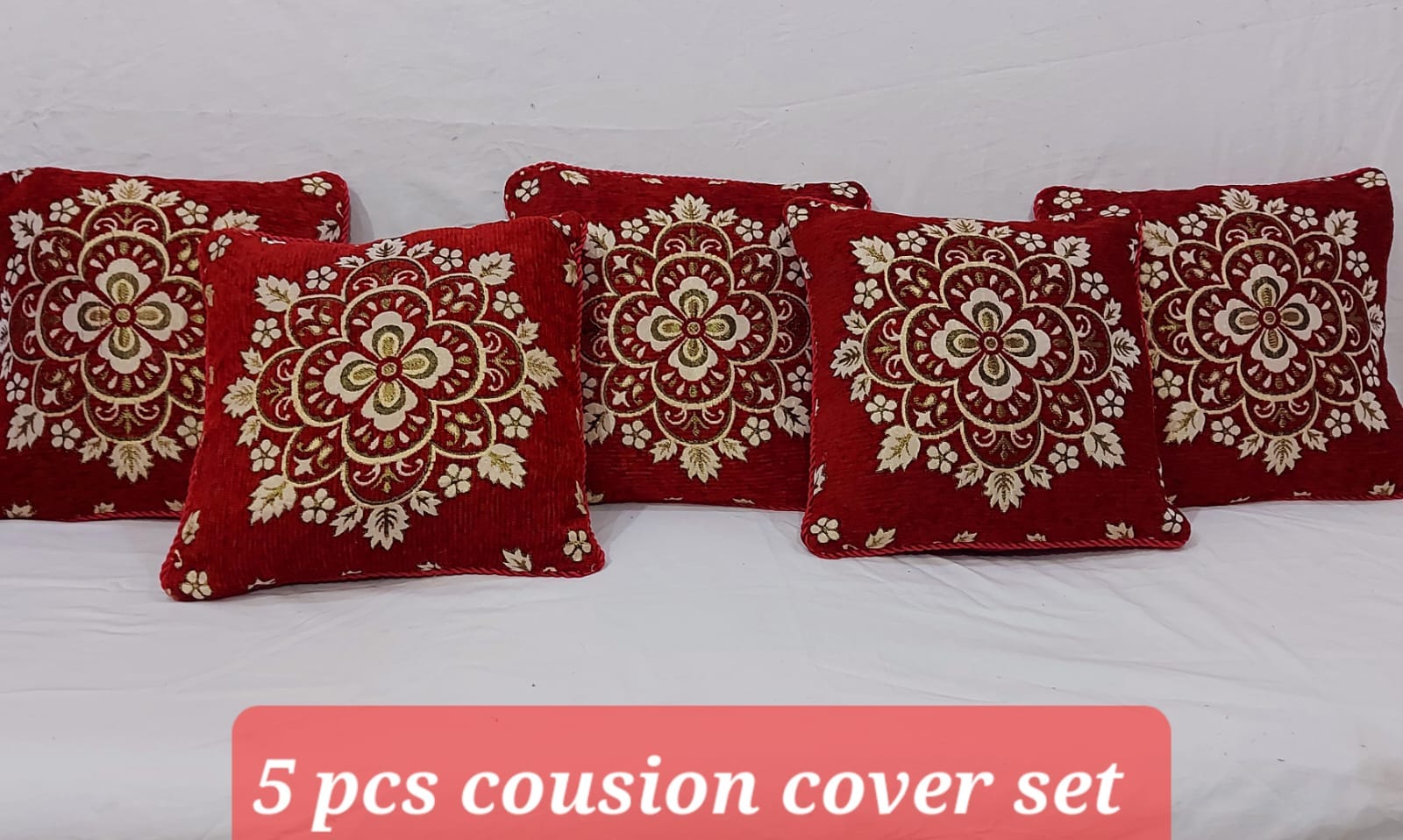 5-Piece Velvet Jacquard Cushion Cover Set Elegant and Durable