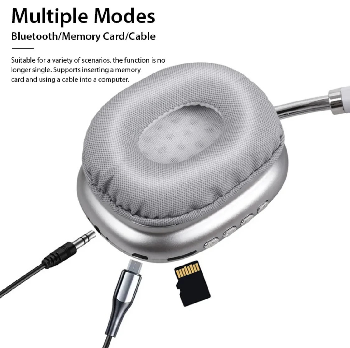 Wireless Bluetooth Headphones Over Ear Stereo Bass Noise Cancellation Headset with Mic Foldable Design Comfortable Ear Cushions Long Battery Timing Support Android Laptop PC Gaming Headphones for Music Calling Online Classes Travel Gym Smart Devices High