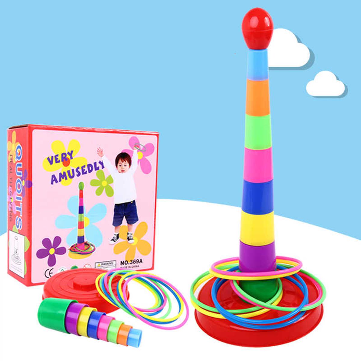 Colorful Ring Toss Tower Toy Set for Kids Educational & Developmental Fun by Chotai Toy Mart