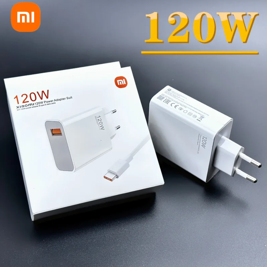 [Original] 120W USB Turbo Charger For Xiaomi 13 12T Pro Redmi Note 12 - Supervooc And *Points Showing* Adapter With Fast Charging Cable