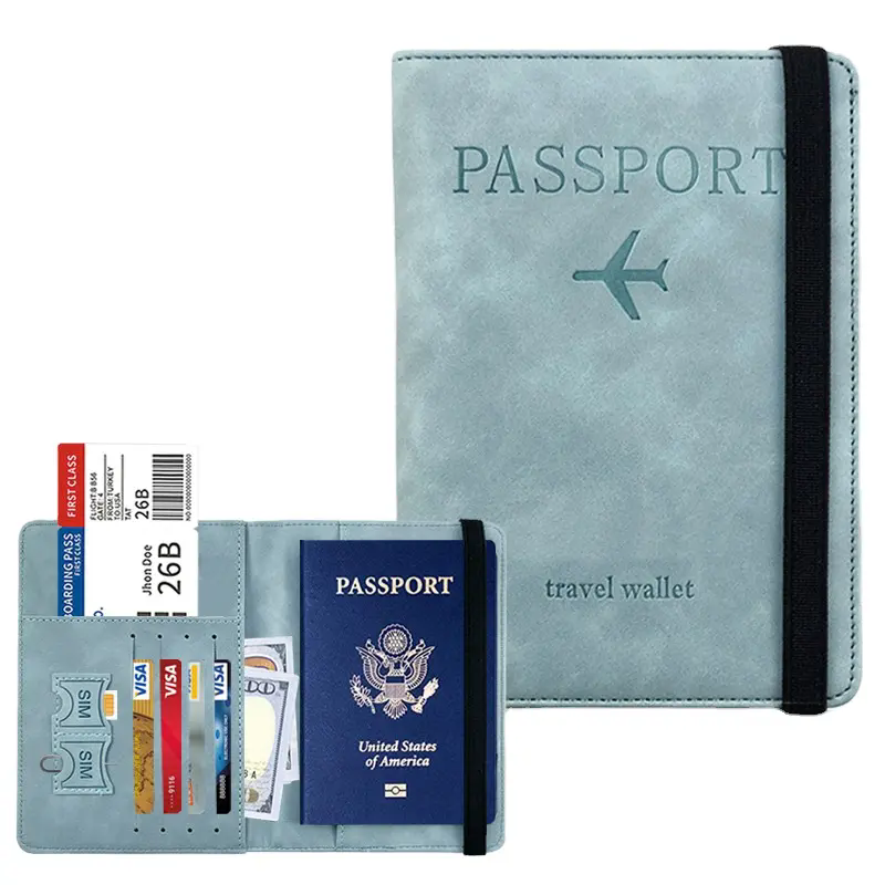 Passport Holder Wallet RFID Blocking Leather Travel Card Passport Cover Case Multiple Color