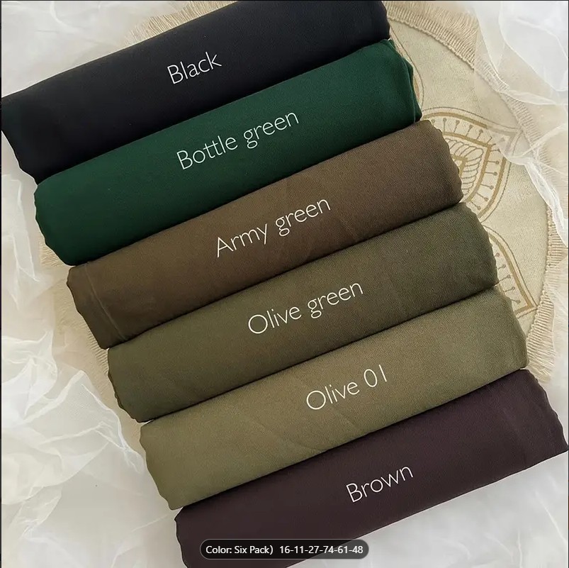 24pc , 12pc , 6pc  4pc , 1pc Custom Scarf Set – Plain Chiffon Scarves, Solid Color Hijabs, Islamic Wrap Shawl, Plain Shawl Hijab, Premium Chiffon Hijab Set for Modest Wear