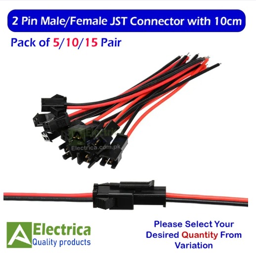 Pack of 5/10/20 Pairs JST-SM 2 Pin Male/Female JST Connector 20AWG Wire for LED Battery, Toys Light Strip & DIYs etc  SM JST Connector