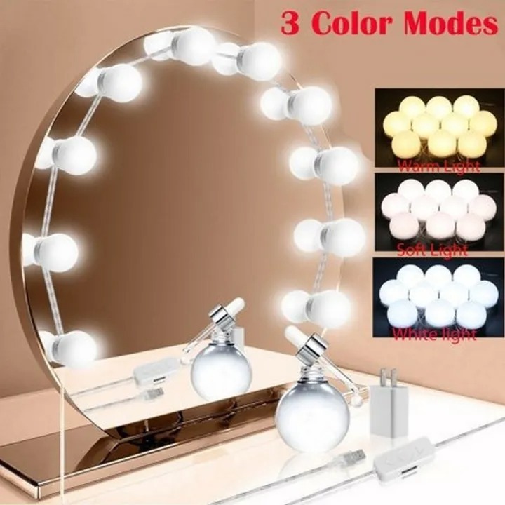 10-Piece LED Mirror Lights with 3 Light Modes for Professional Makeup Application Easy Kitchen