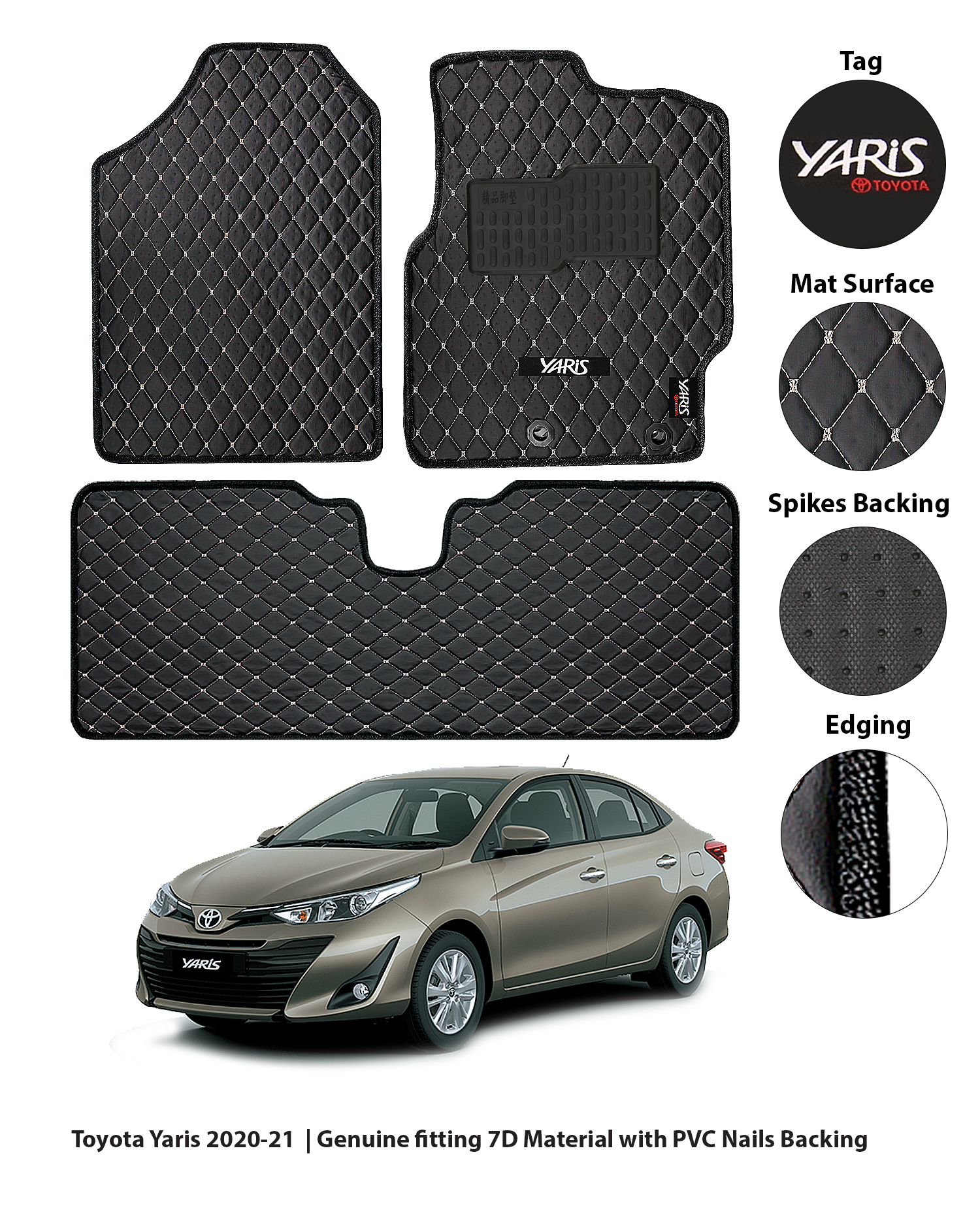 TOYOTA YARIS 7D MATERIAL CAR MAT HIGHCLASS MAT PREMIUM QUALITY LOGO MAT ...