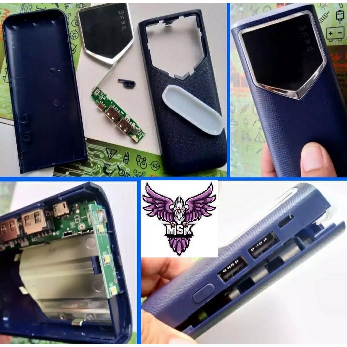 DIY Power bank housing PBC5 with PCBoard 5 LED torch 5 cell 18650(Note: Battery is not included with it)