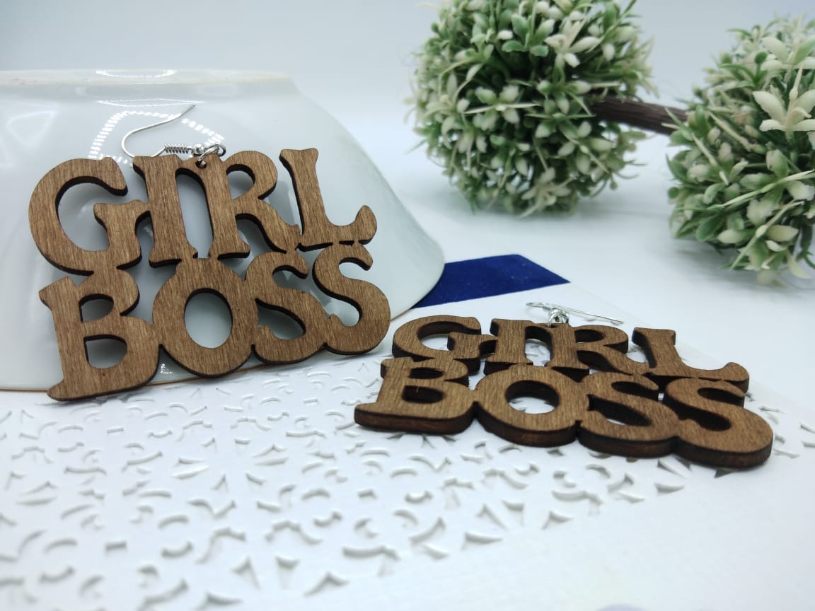 Cute Girl BOSS Wooden Earrings For Girls/Womens