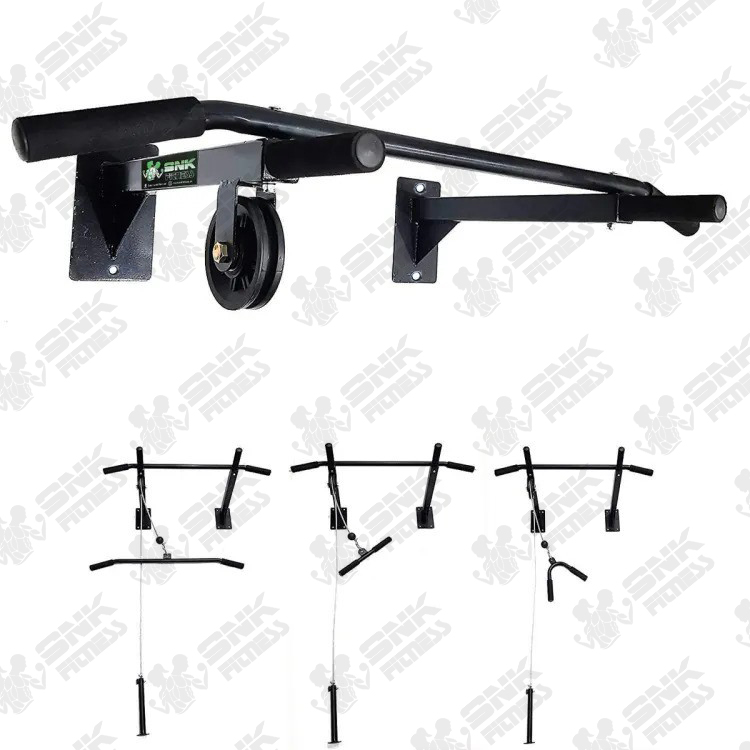 SNK Pull up Side Pulley Bar Wall Mounting Chin up Bar Combo Solid Fitness Accessory for Home Gym Black