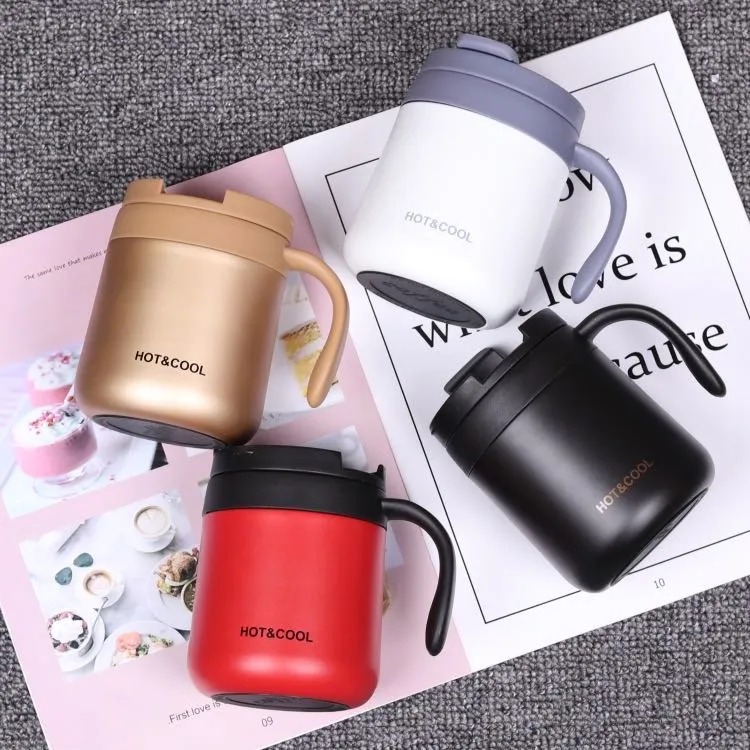 Stainless Steel Coffee Mugs Hot & Cold 500ml Drinkware Water Cups Thermos Insulation With cover and Handle Travel Tea Mug MG-014