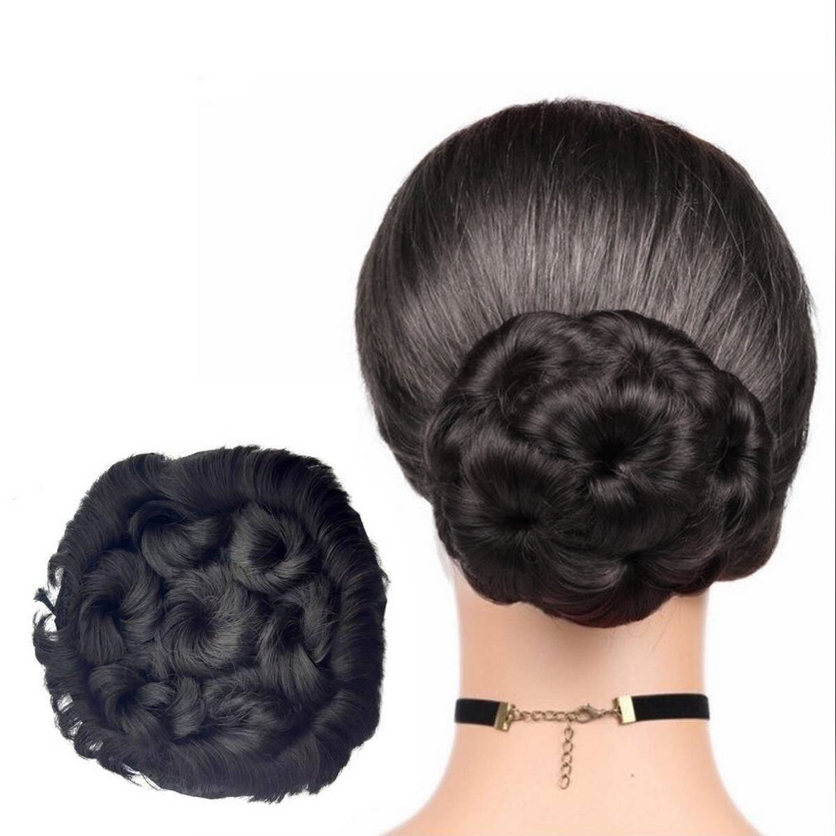 Curly Chignon Hair Clip In Hairpiece 7 Star - Synthetic Chignon For Women