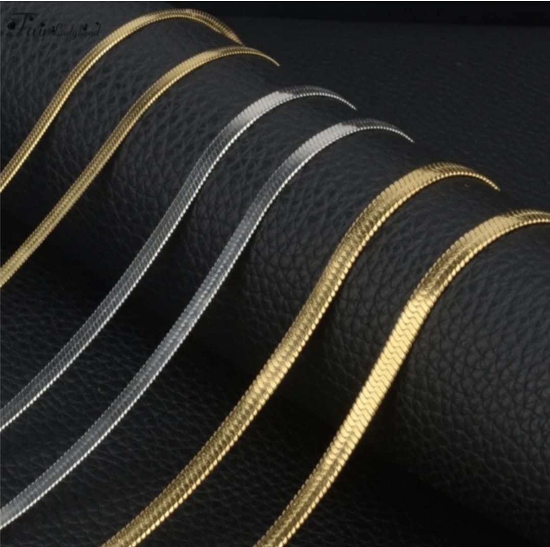 Color Warranty Life Time Color Never Fade Snake Blade Necklace Chain Silver Black Gold Rainbow Color Neck Chain - High Quality  For Men Girls Boys