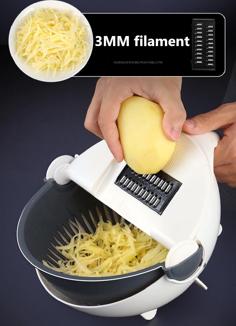 9-in-1 Multifunction Vegetable Cutter with Rotational Drain Basket – Area  Living