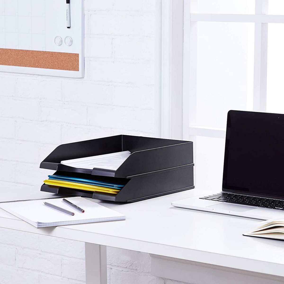 Paper Tray for Office – 2 Storey, Black - Pure & Hard Plastic, Strong ...