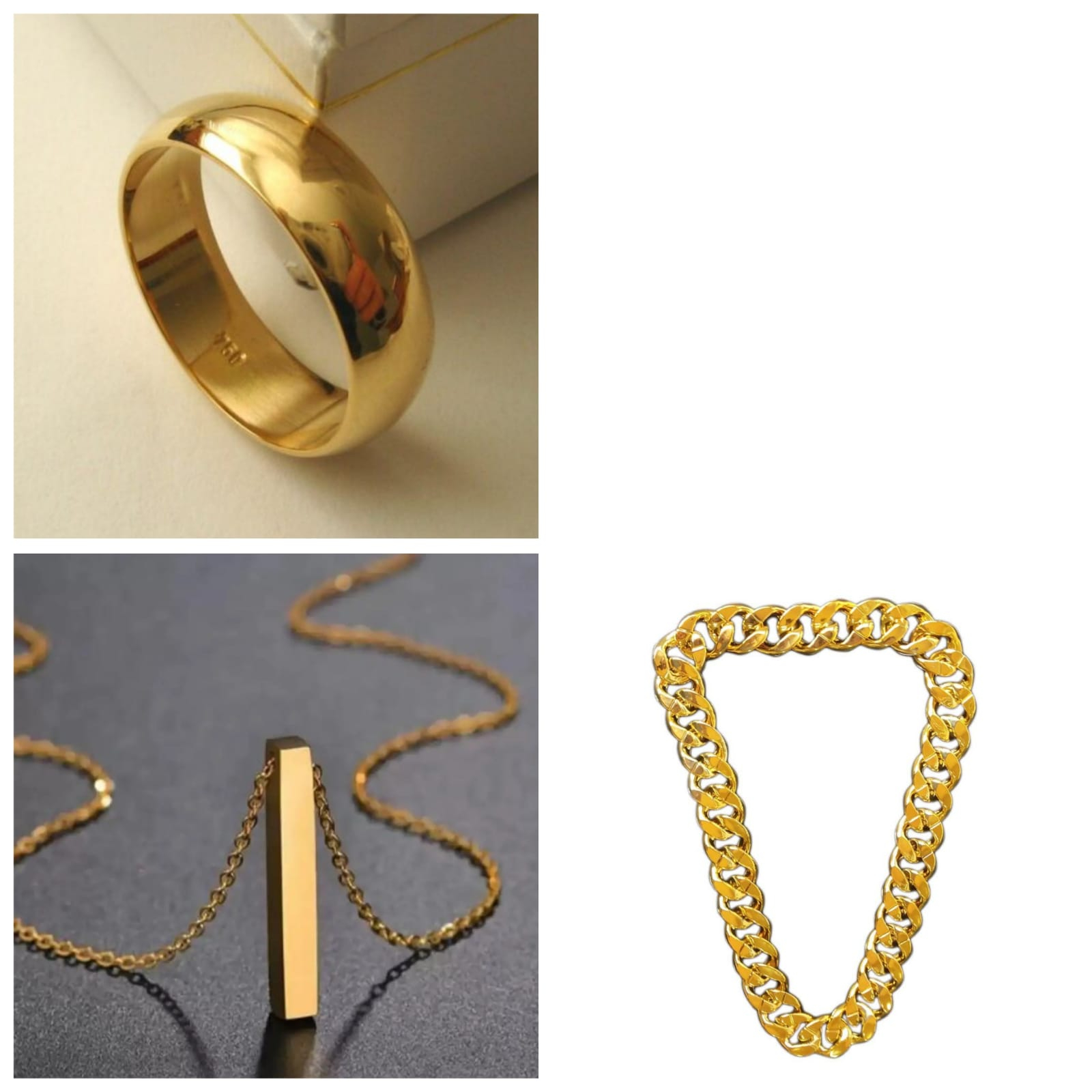 Pack of 3 Golden Stick Locket & Challa & Bracelet For Men & Women - Unique Quality