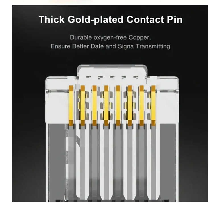 Cat6 RJ45 Connectors, Gold-Plated Gigabit Ethernet Cable Ends, 8P8C Network Modular Plug for Computer Networking, High-Speed Internet Connectivity, Durable & Reliable Performance, Compatible with CAT6 Cables