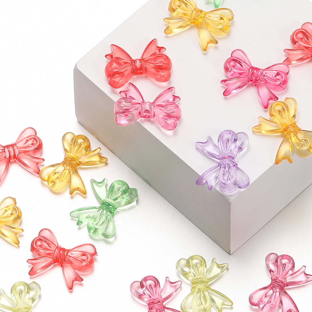 50/20pcs Acrylic Transparent Bow Beads 15×18mm | Cute Bow Charm for DIY Jewelry Making