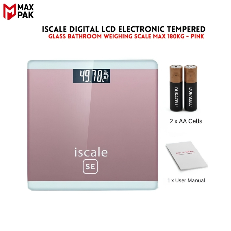 Upto 180kg iScale Weight Machine - Digital Heavy Duty Electronic Weighing Scale with Dual LED Display - Heavy Electric Weight Machine With Durable Steel Quality - For Home & Personal Use - Black/Golden/Pink/Silver