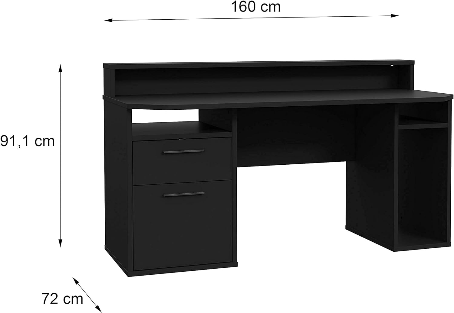 Gaming Desk With LED Lights 48 inch x 24 inch x 30 inch Computer Desk Workstation For Large PC Home Office Desk Perfect Black Desk With Drawers & Storage (Customised)