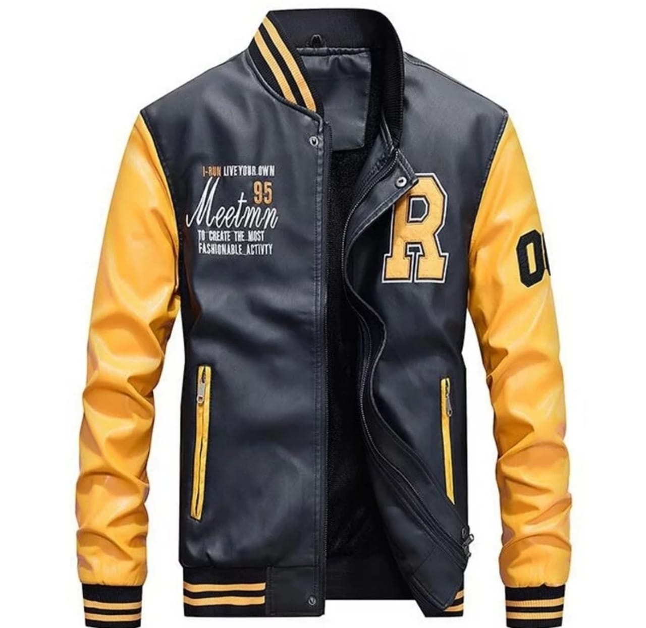 yellow colour leather jacket