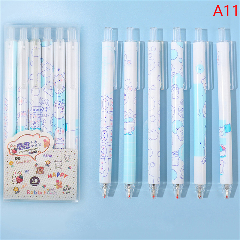 6pcs/set Kawaii Erasable Gel Pens Cute Pens Black Ink Gel Pen Erasable