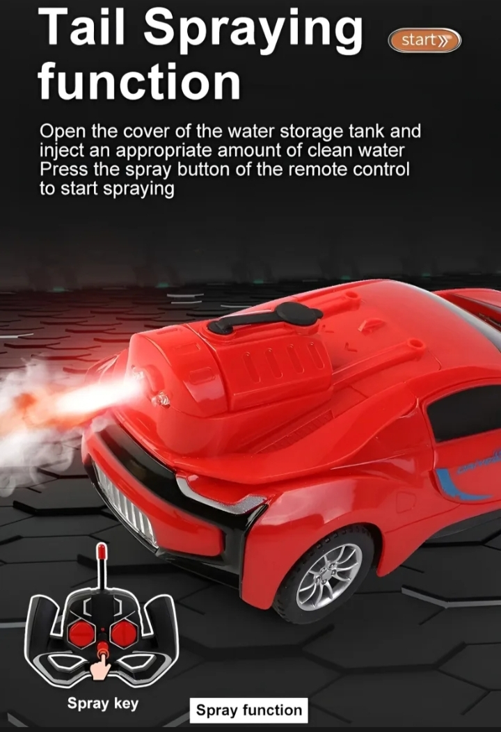 Limit Spray 4WD Rechargeable RC Car with 3D LED Lights, Active Smoke Spray Button, High-Speed Remote Control Drift Racing Toy for Kids, Durable Off-Road Design, Easy Control System, Realistic Mist Effect Vehicle for Indoor and Outdoor Fun