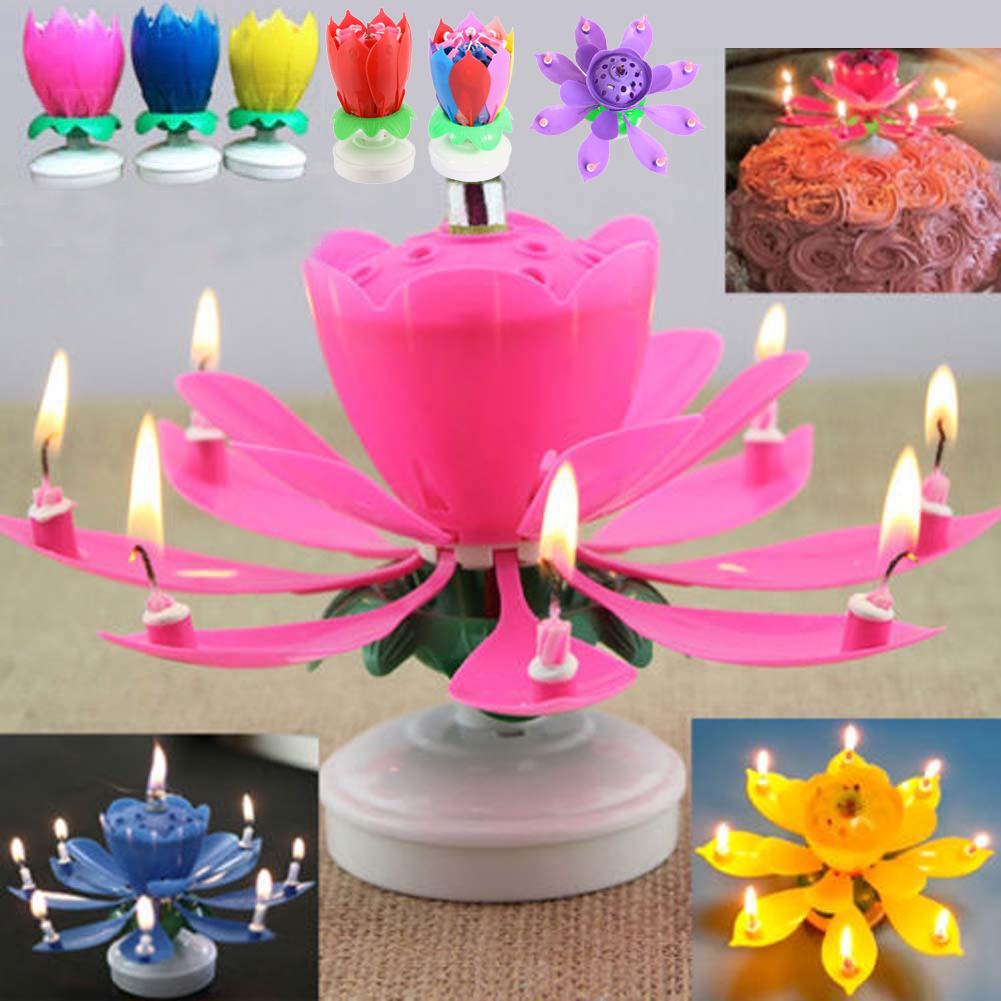 New Art Musical Candle Flower Happy Birthday Party Gift Lights