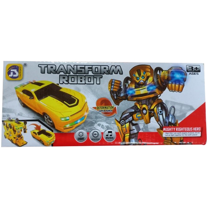 Yellow Transformer Bumblebee Robot Car - Light & Music