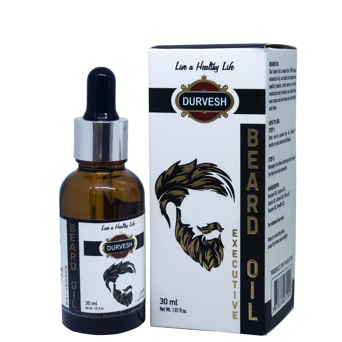 DURVESH BEARD GROWTH OIL - BEARD OIL FOR HAIR GROWTH - 30ml - GLASS BOTTLE & DROPPER