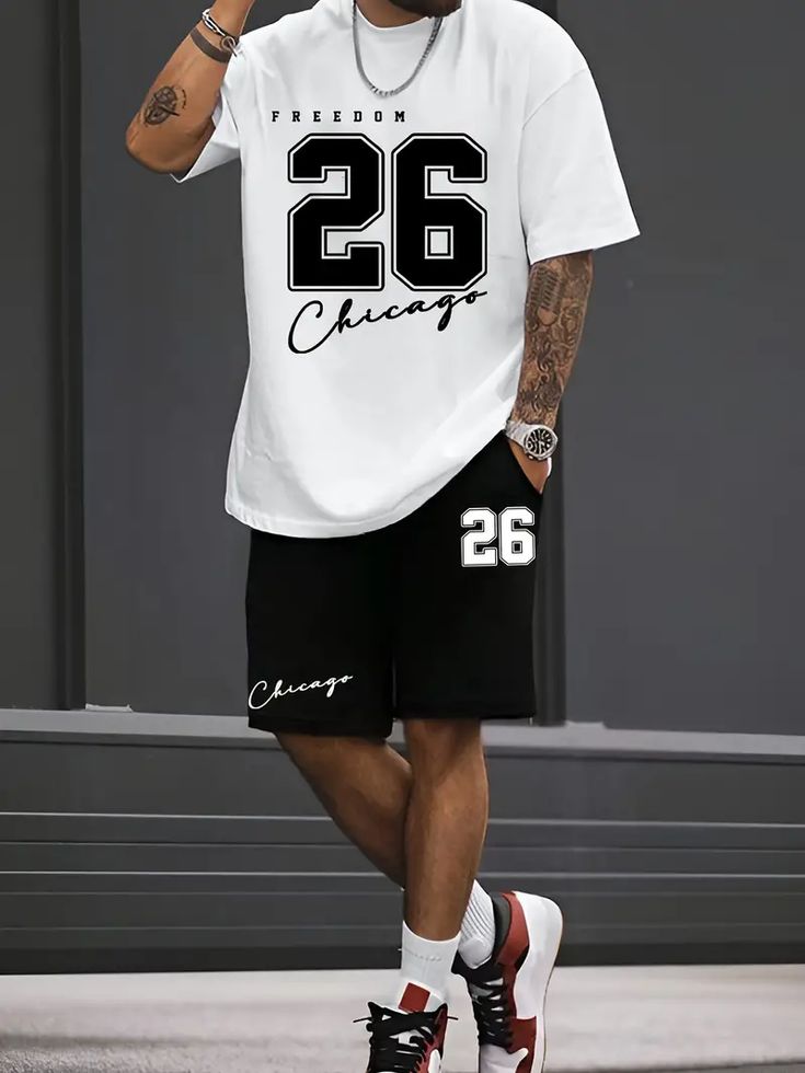 Men Tracksuit, 2 Piece Set, Oversized T Shirt, Cotton Jersey, Men's Shorts Set, Summer Outfit, Casual Wear, Gym Wear, Sports Wear, Graphic T Shirt, Men's Clothing