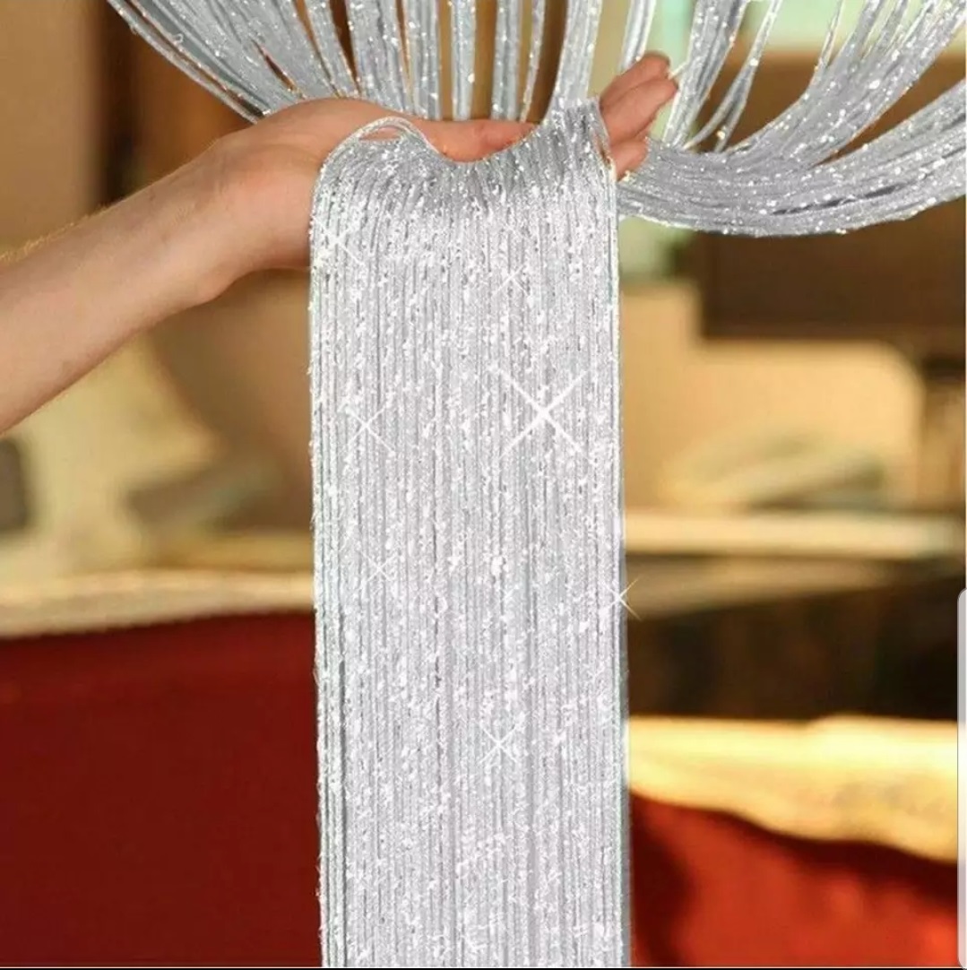 The Drawing Room-Tassel Beads Sparkle String Net 2 Color Curtain Door Fly Screen Windows Door Divider Hot Sale Door Window Screens Home Textil-White