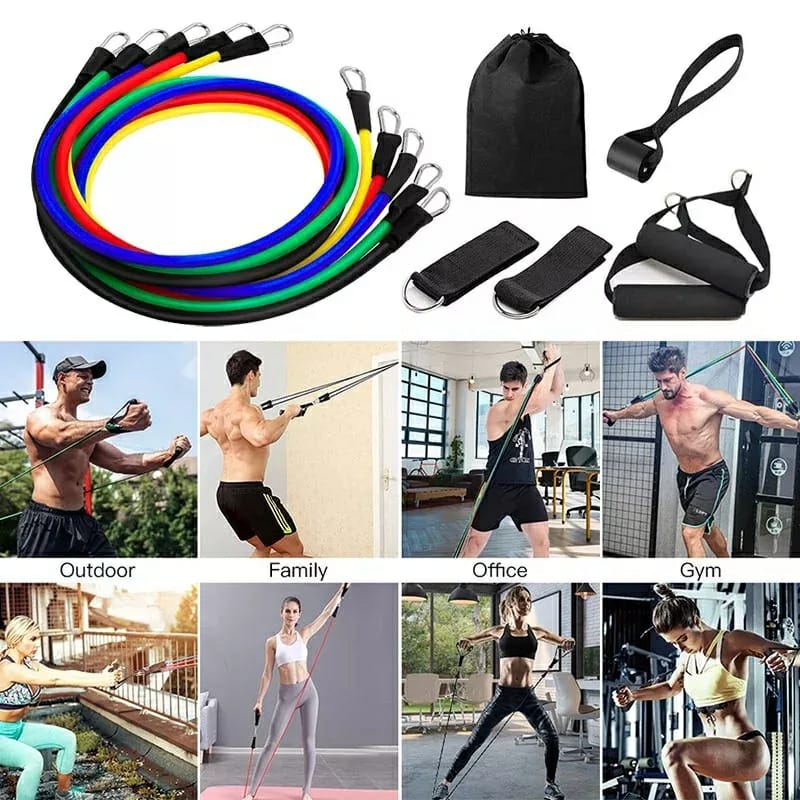 11 Pcs Power Resistance Band Set for Men & Women – Exercise Bands for Home & Gym Workouts, Muscle Building, Yoga & Pull Up Training with Door Anchor