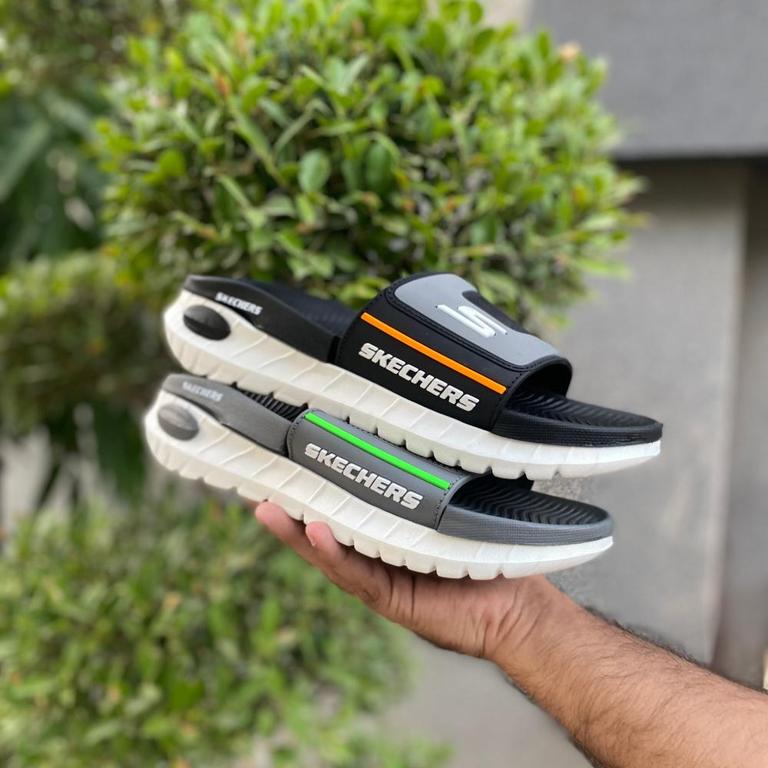 Hyper Hawk Slippers for Men All Season Premium Top Quality Imported Skecher OG Slides Black and Grey