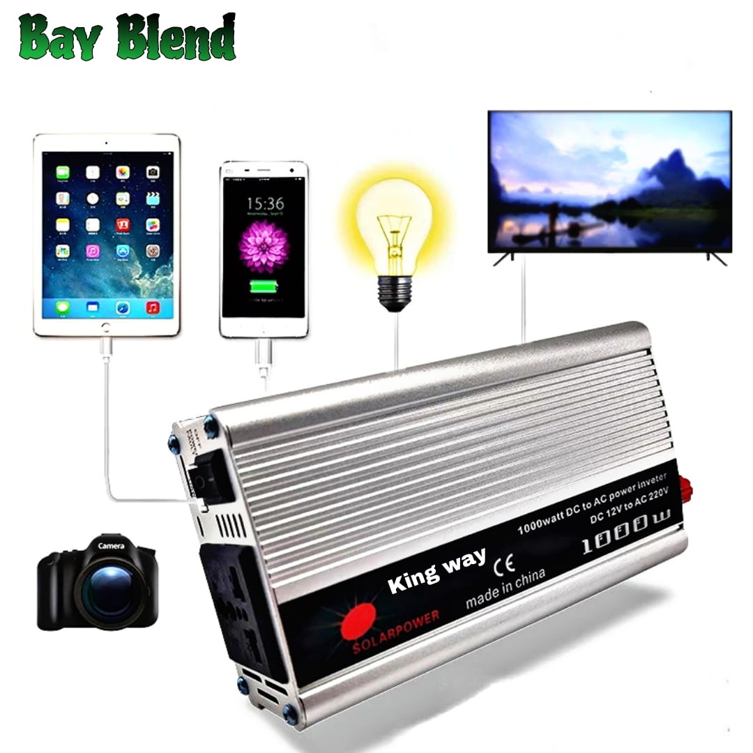 original 1500W Portable Car Power Inverter 12V to 220V DC to AC Converter | Solar Inverter with Intelligent Mini UPS | Dual USB Fast Charging