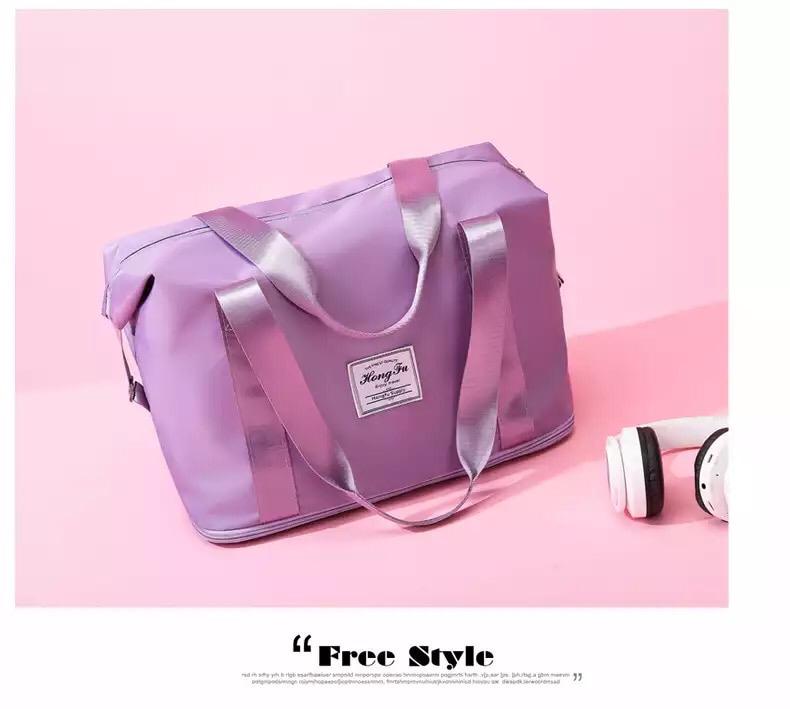 Travel Bag Waterproof Weekender Bags Oxford Cloth Luggages Handbag Shoulder Bag Traveling Bag Dry and Wet Separation Sport Bag Fitness Bag Gym Totes for Men Women ( Pink/Black)