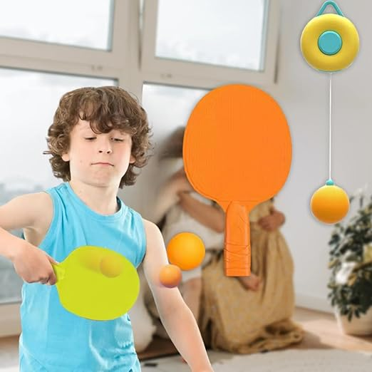 Indoor Outdoor Play Table Tennis Ping Pong Trainer | Hanging Tennis Toy For Kids 1 Racket