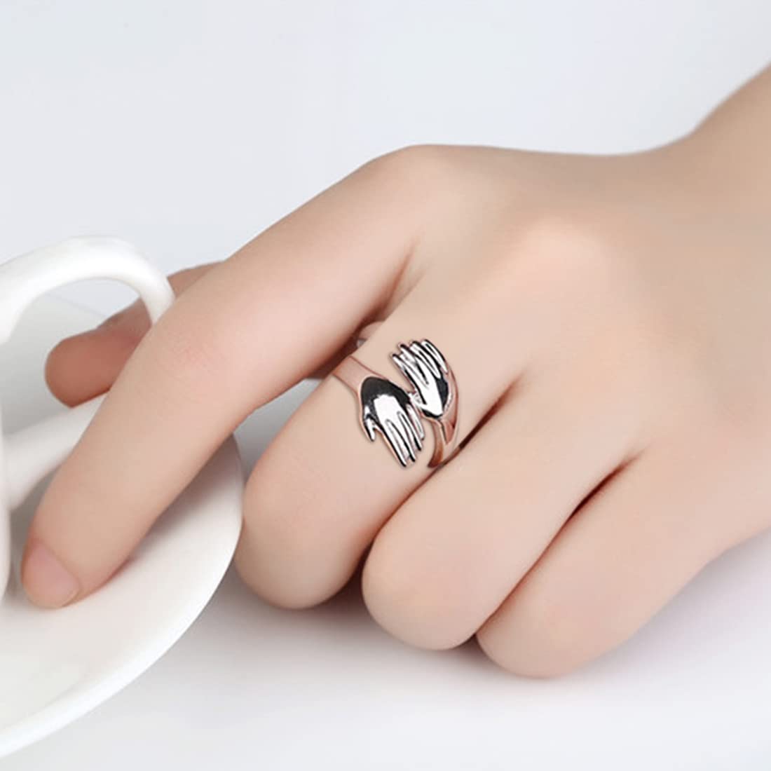 Loving Couple Hug Rings - Adjustable Retro Hug Style Rings for Men and Women