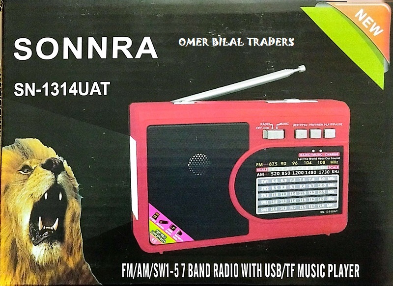 Portable 7 Bands (AM/FM/SW 1-5) Rechargeable Radio with USB/TF Music player