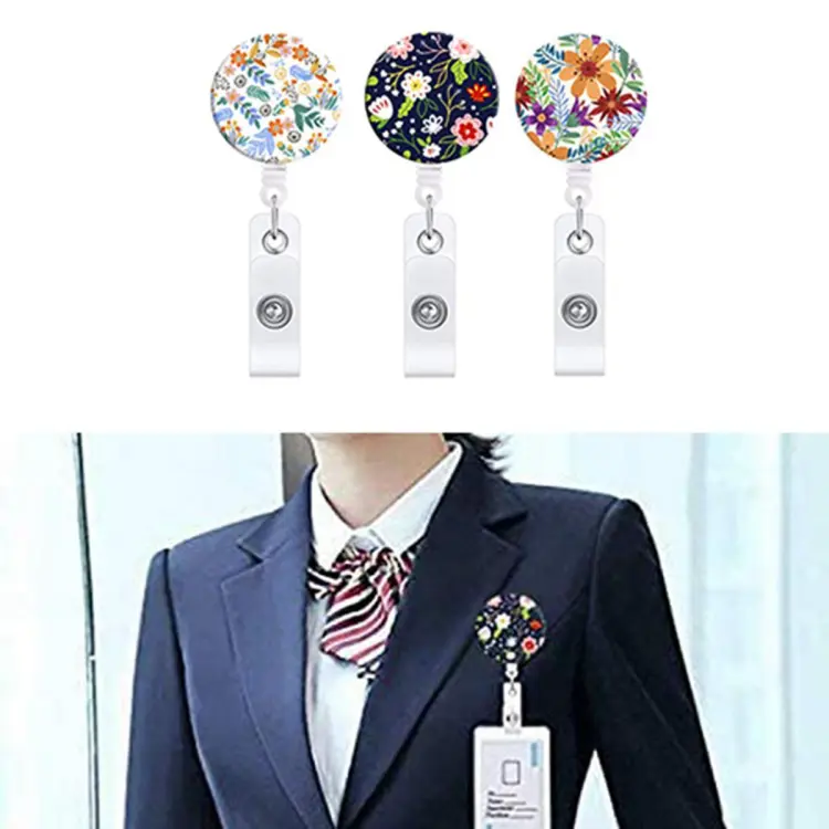 3PCS Badge Reels Retractable Flower Badge Holder with Alligator Clip Id  Name Tag Holders for Office Worker Nurses