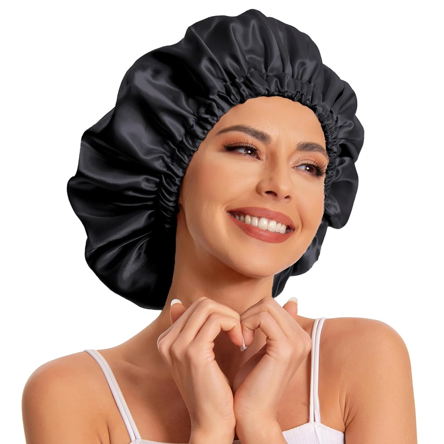 Satin Hair Bonnet for Sleeping – Double Layer Soft Silk Cap Adjustable Silk Sleep Cap - Hair Protection for Women