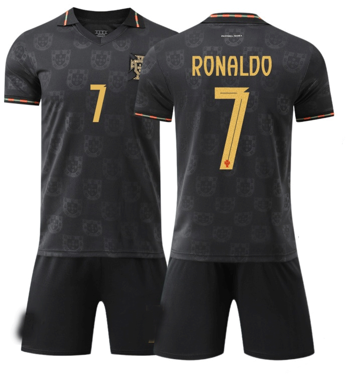 Kids Boys Portugal 2026 WC Cristiano Ronaldo Jersey - Black Gold - 5 to 13 years
