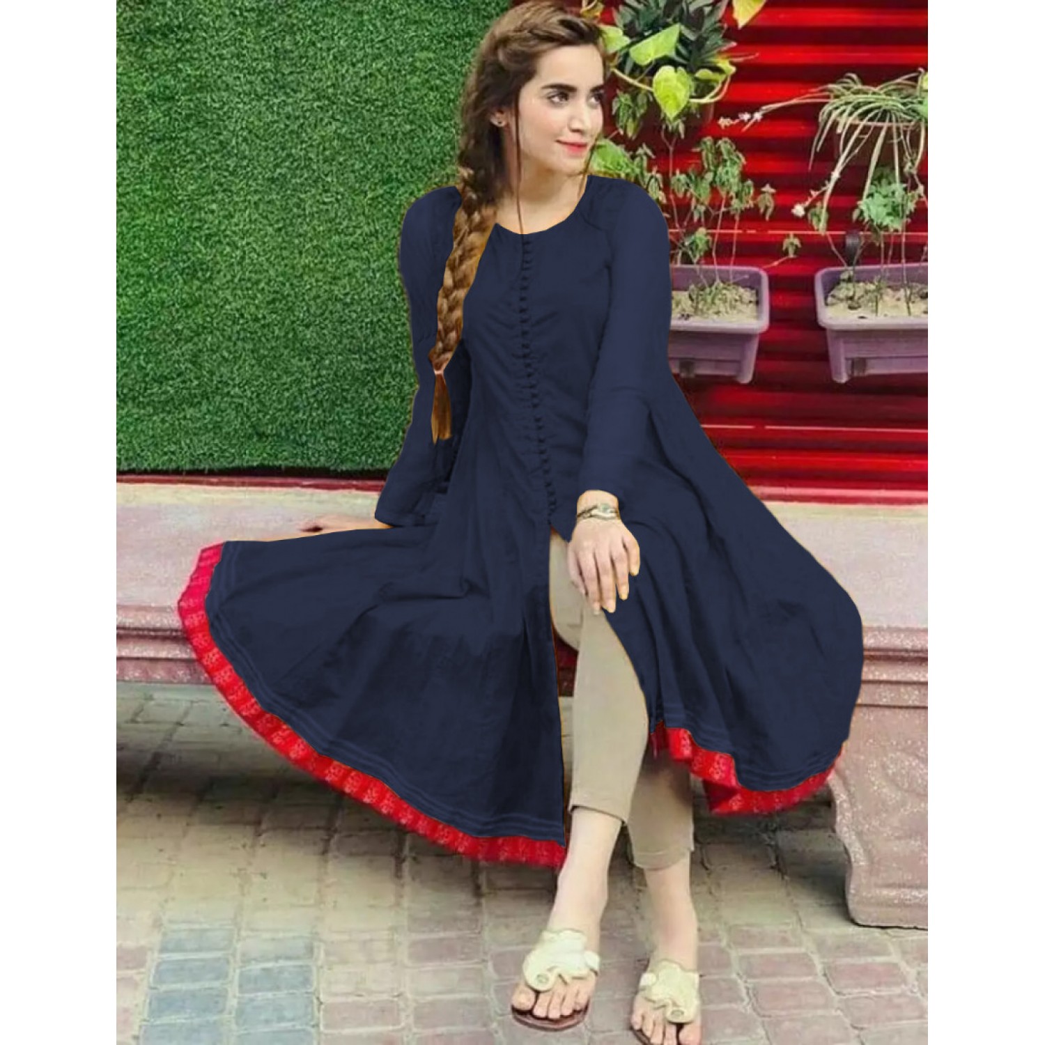 front open frock kurti