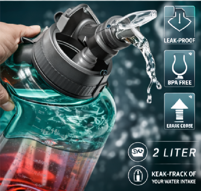 2.5L Large Gym Water Bottle with Straw & Handle  Leakproof BPA-Free Motivational Sports Water Jug  Big Capacity Fitness Bottle for Gym, Workout & Outdoor