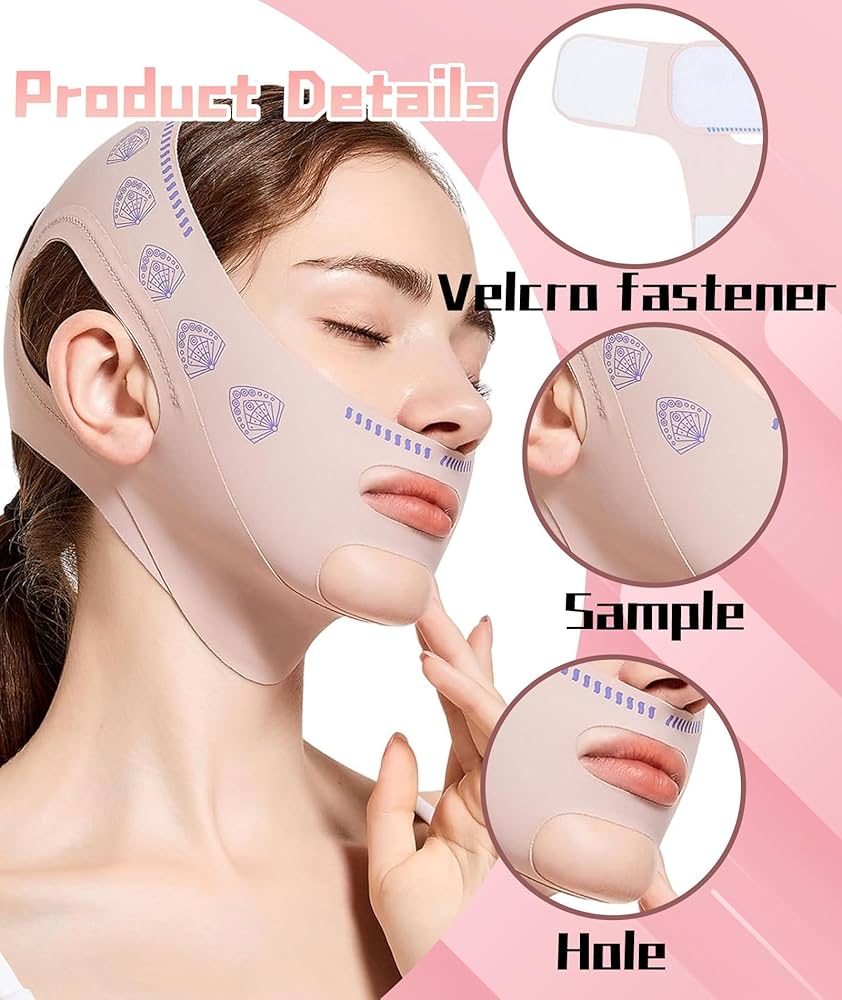 Reduce Double Chin Lift Up with Face Slimming Belt Face Strap Belt Elasticity Beauty Lift Oval Anti-Wrinkle Reusable Face Slimming Strap V Face