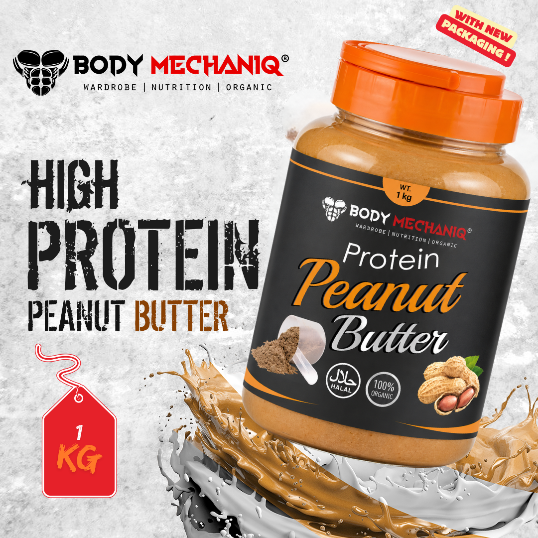 BODY MECHANIQ High Protein Natural Peanut Butter Spread 1kg - Organic, Gluten-Free