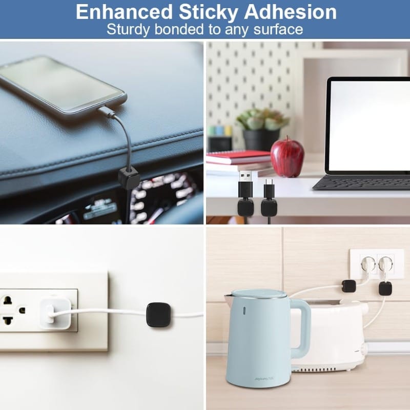 Magnetic Cable Clips, Cable Holders, Desktop Cable Management, No-Drill Self-Adhesive Clips, Adjustable And Non-Slip Wire Organizers, Hidden Phone Charging Cable Stands, Suitable for Home Office Desks.