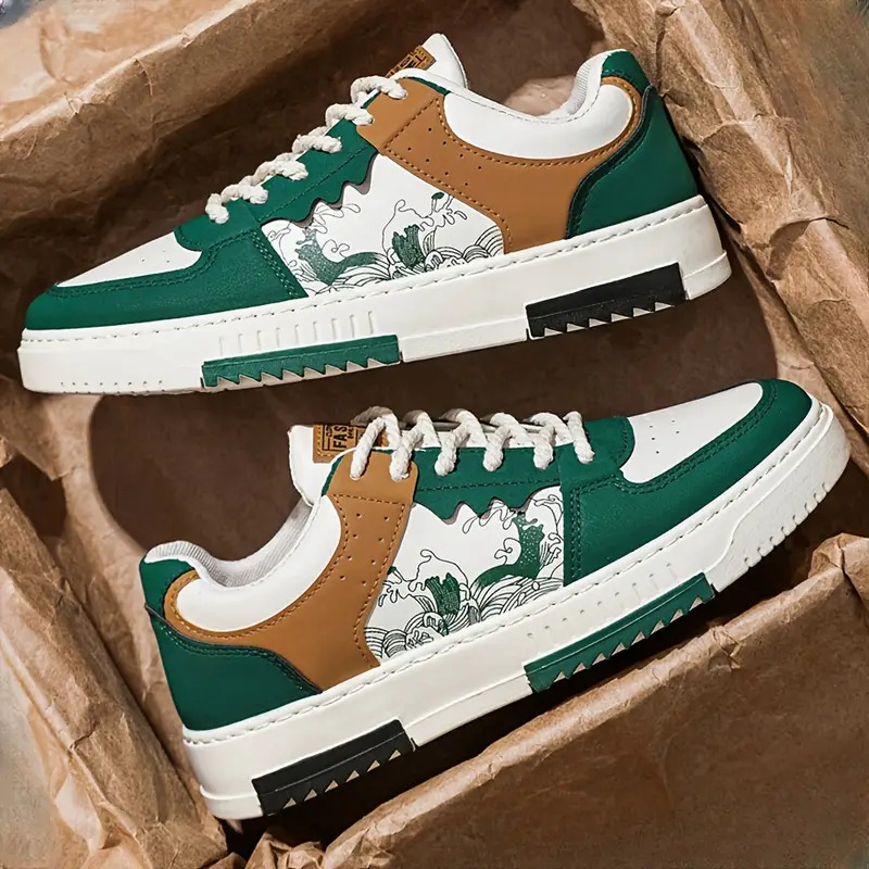 Sneakers for Men, All Season PVC Casual Style Sports Hiking Sneakers Blue & Beige Green Available