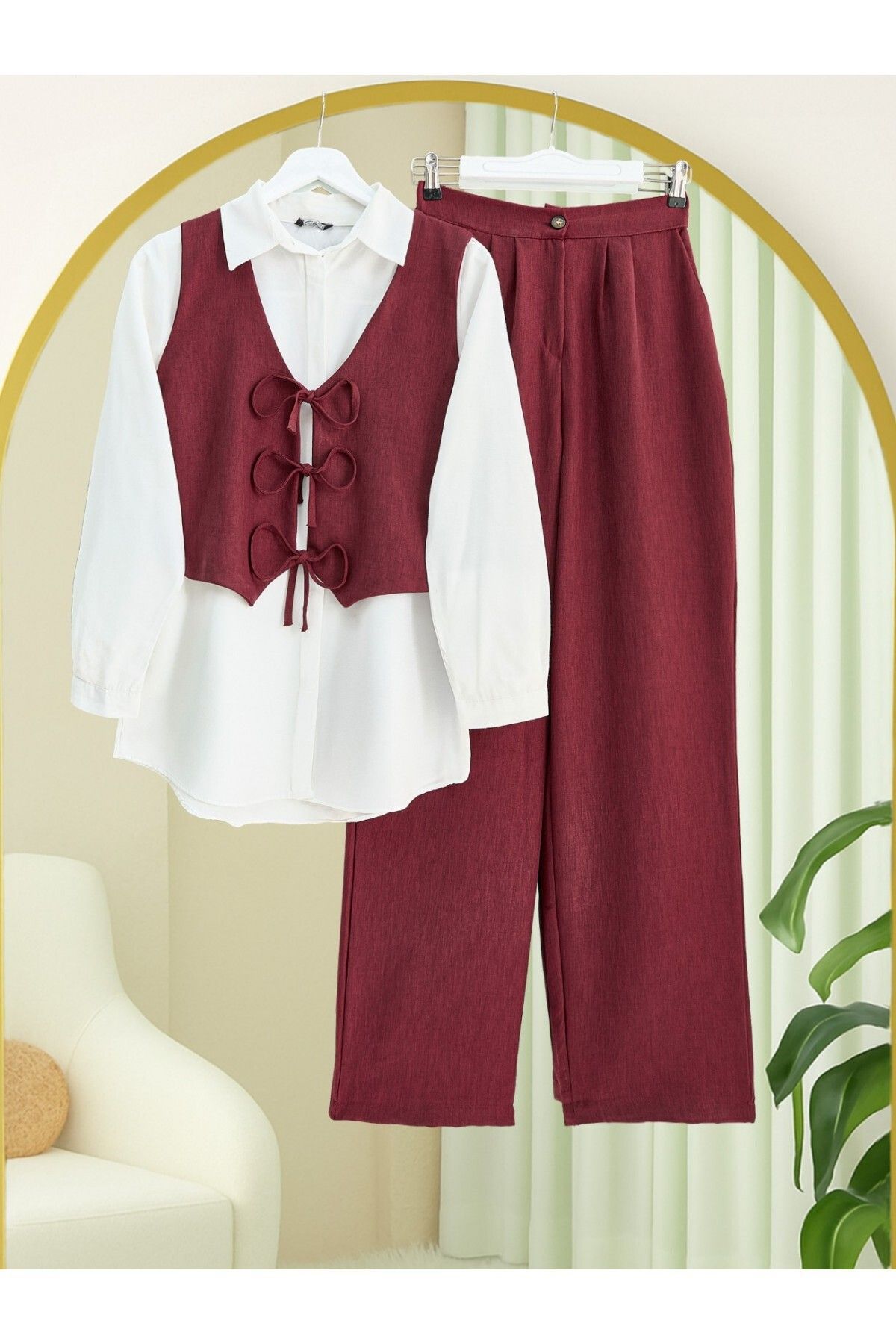 Chic Bow-Tie Vest & Wide-Leg Pants Co-Ord Set for Effortless Summer Style for Girls