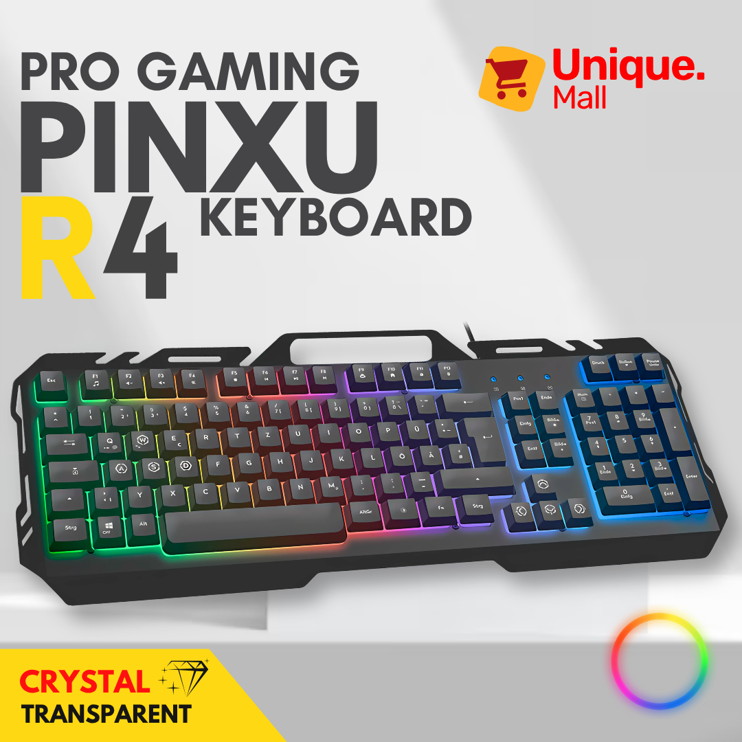 Metal RGB Gaming Keyboard with Phone Holder  Strong Metal Aluminum Panel Keyboard with 19 Anti-Ghosting Keys, UV Laser Carved Floating Keys, Water Splash Resistant Wired Mechanical Keyboard for PC, Laptop, PS4, Xbox - Unique Mall