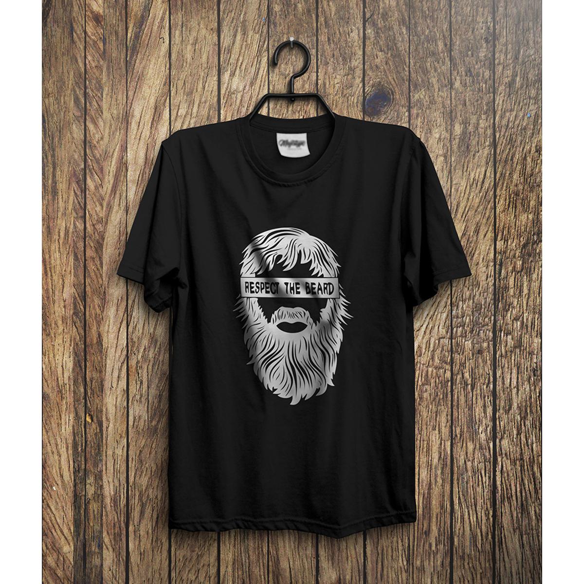 Black Color Respect The Beard Printed T-Shirt | Daraz.pk
